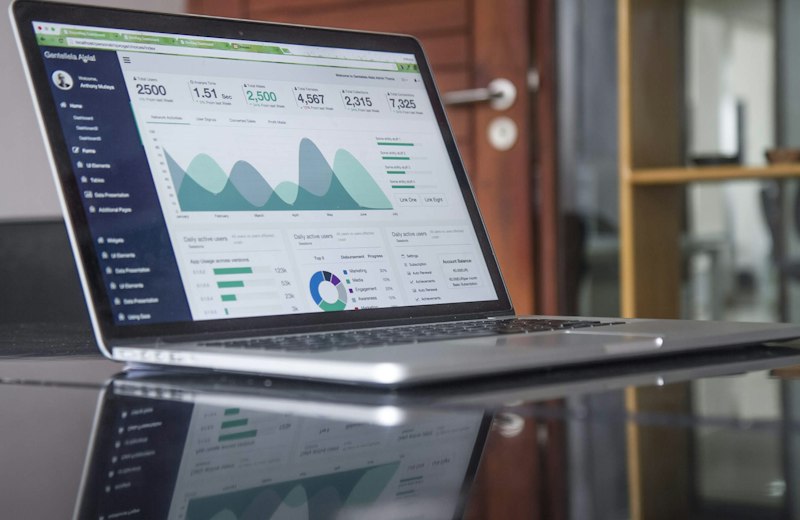 Analytics dashboard on a screen